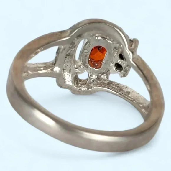 Vintage 925 Garnet & Rhinestone Ring - Picture 5 of 9